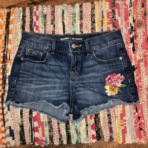 Old Navy Jean Shorts with Rose Embroidery
